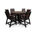 5-Piece Contemporary Outdoor Counter Height Dining Set | Brazilian Walnut & Black
