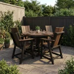 5-Piece Contemporary Outdoor Counter Height Dining Set | Brazilian Walnut & Black - Image 2
