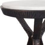 Metal Geometric Marble Top Accent Table - Image 4
