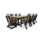 9-Piece Contemporary Outdoor Dining Set w/ Swivel Chairs | Weatherwood & Black