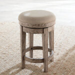 Modern Farmhouse Upholstered Console Swivel Stool - Image 2