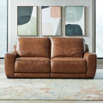 Zero Wall Dual-Power Honey Leather Sofa - Image 11