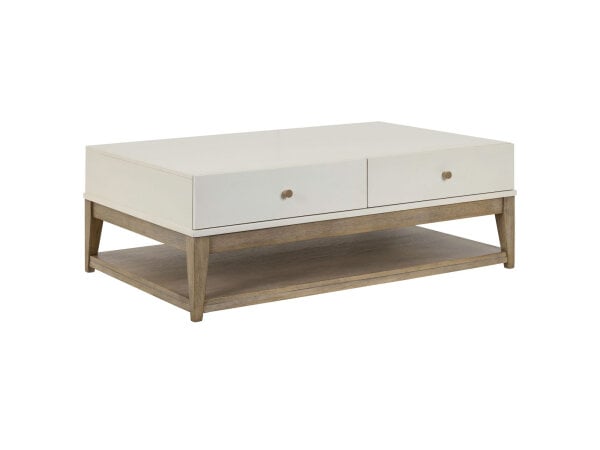 Modern Flat Drawer Front Cocktail Table with Open Shelf
