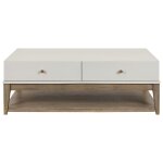 Modern Flat Drawer Front Cocktail Table with Open Shelf - Image 2