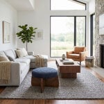 Modern Brushed Blend Round Ottoman - Image 2