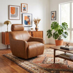 Renaissance Leather Swivel Gliding Chair - Image 2