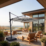 Cast Silver 13' Manual Outdoor Cantilever Umbrella - Image 2