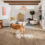 A dog drying off on a waterproof Hardwood floor.