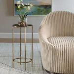 Antique Gold Round Accent Table - Image 2