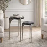 Black Quartz Round Nesting Tables - Image 2