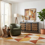 Geometric Two-Tone Mango Wood 58" Console - Image 4