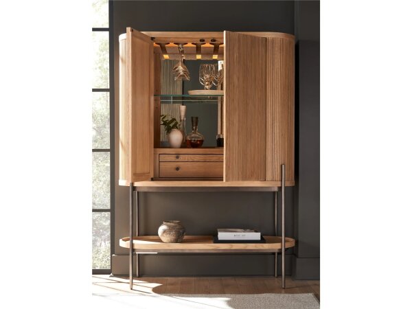 Ridged Natural Oak Bar Cabinet - Image 4
