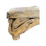 Teak Root Bench with Goat Hide Seat - Image 3
