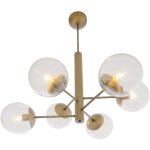 Mid-Century 6-Light Antique Brass Chandelier - Image 2