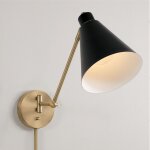 Aged Brass and Black Wall Sconce Light - Image 2
