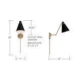 Aged Brass and Black Wall Sconce Light - Image 3
