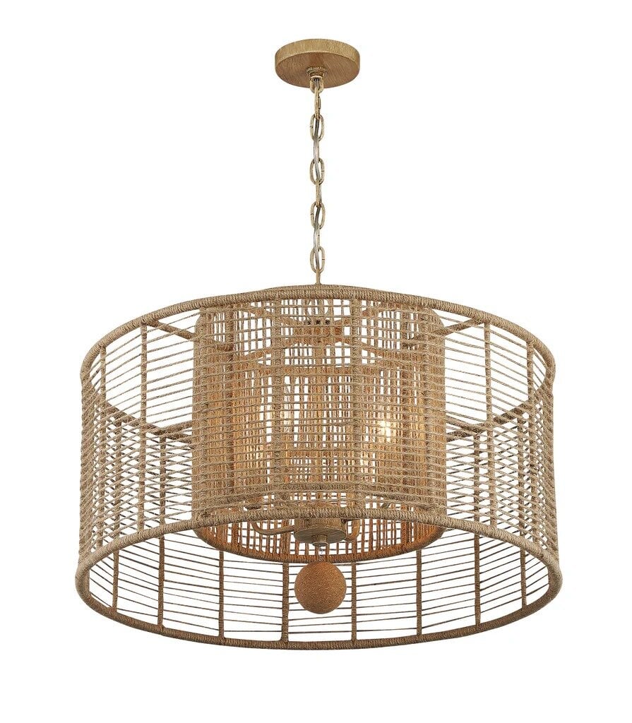 Natural Wrapped 4-Light Chandelier