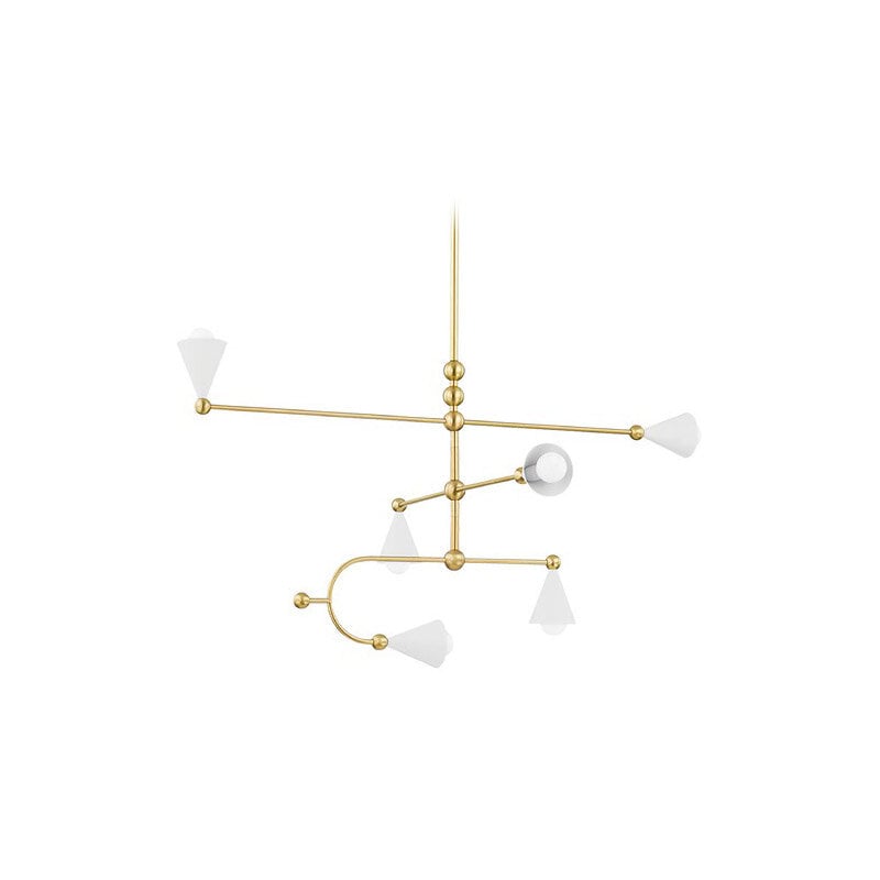 P2536421~dtl Mitzi White & Gold 6-Light Chandelier - Image 1