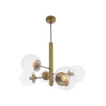 Mid-Century 6-Light Antique Brass Chandelier