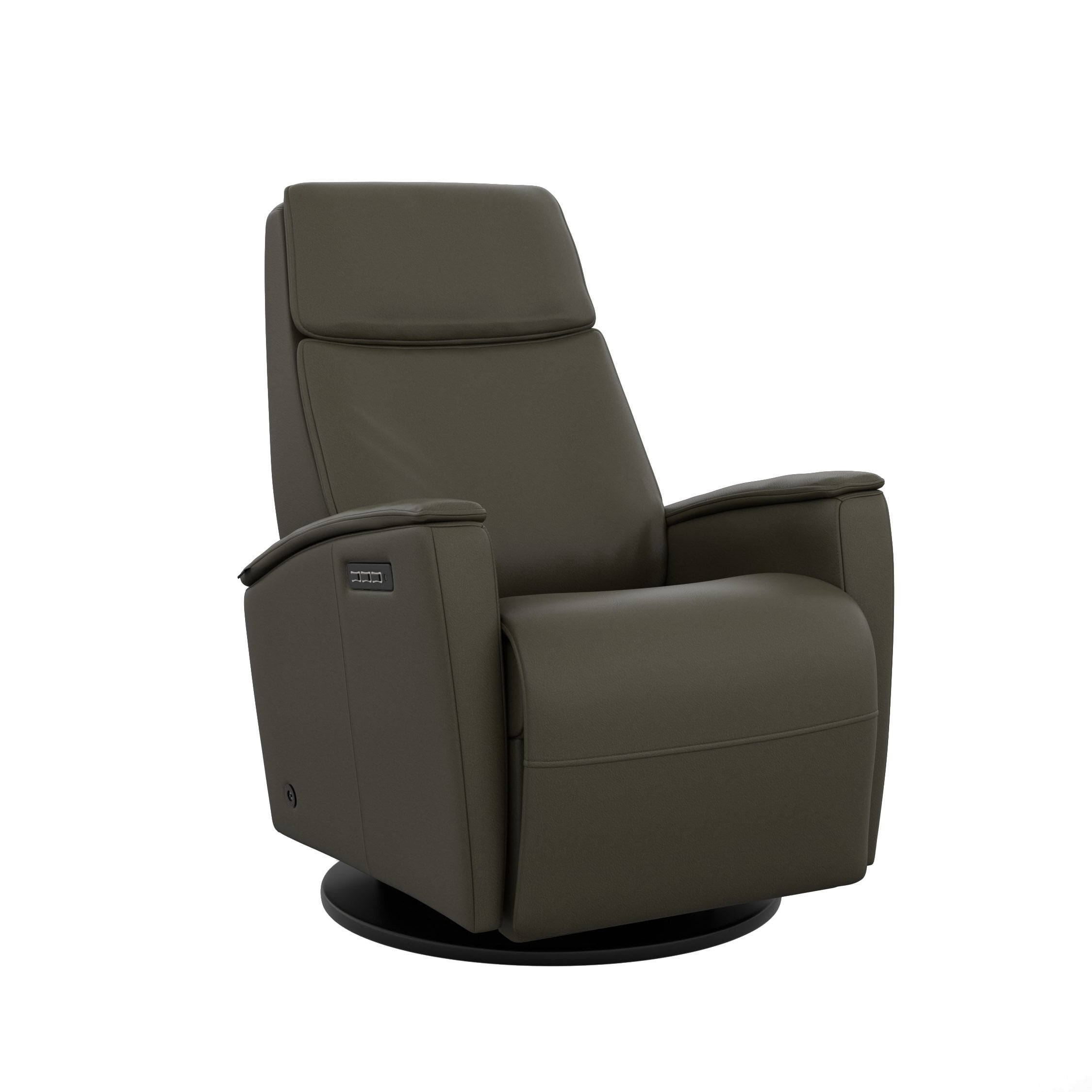 Crown Leather Triple-Powered Small Recliner