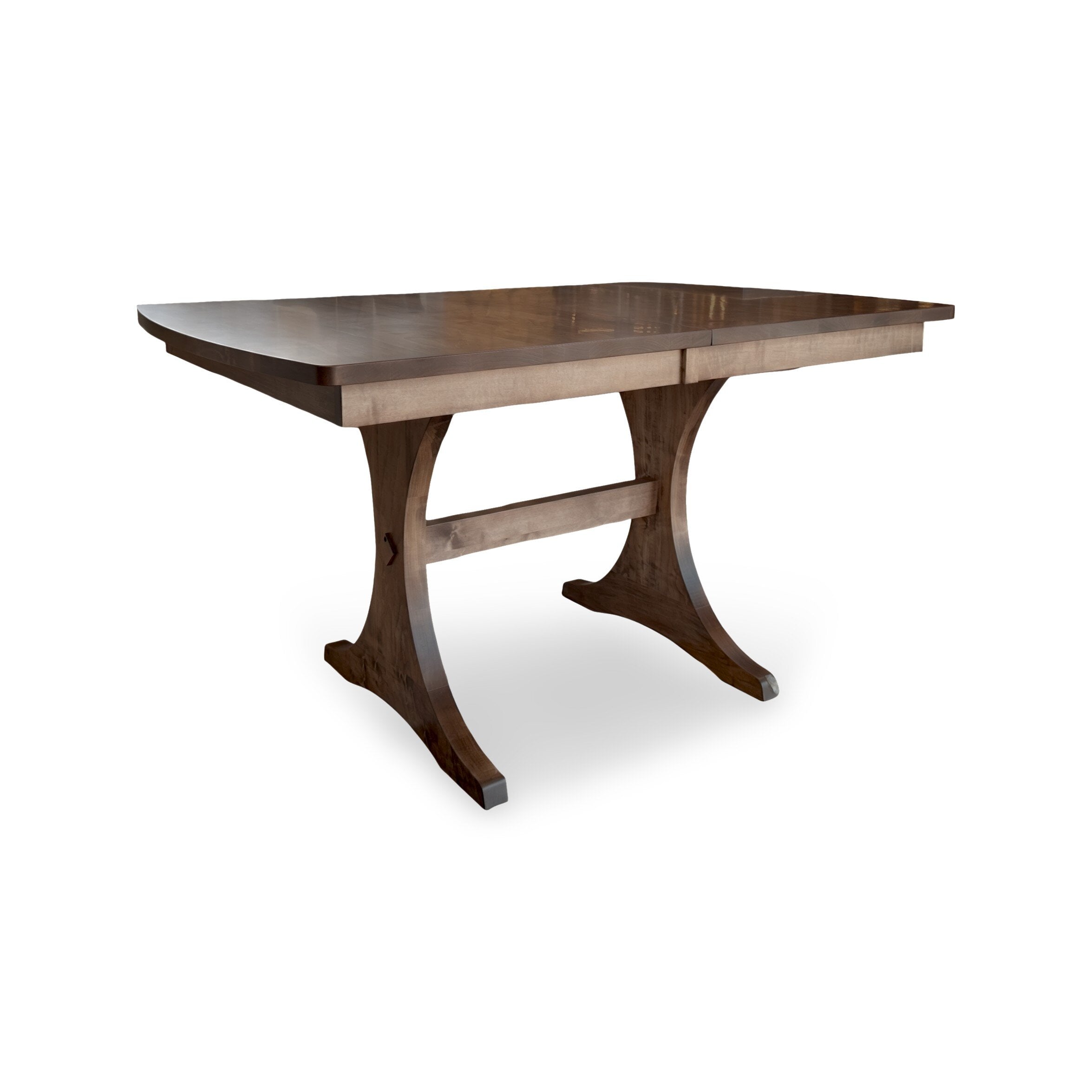 Maple Bark 54" Trestle Dining Table with Table Leaf Extension
