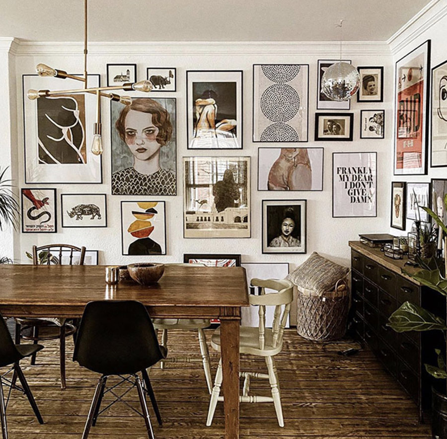 Maximalist design style with rustic dining set.