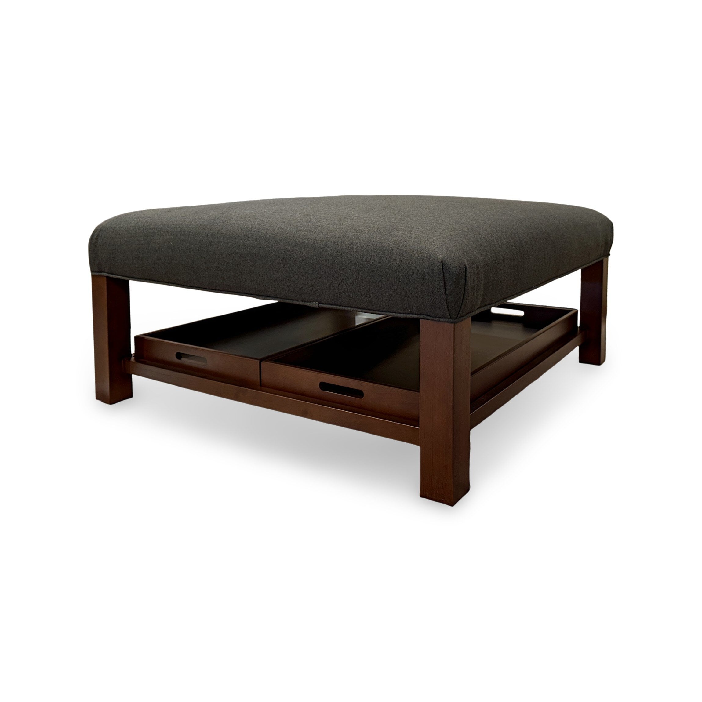 Large Cocktail Ottoman with Removable Storage Trays