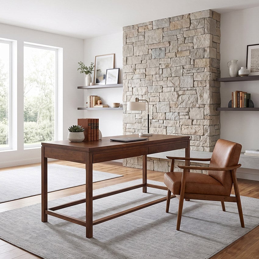 Modern Tuscan Brown 2-Drawer Desk - Image 6
