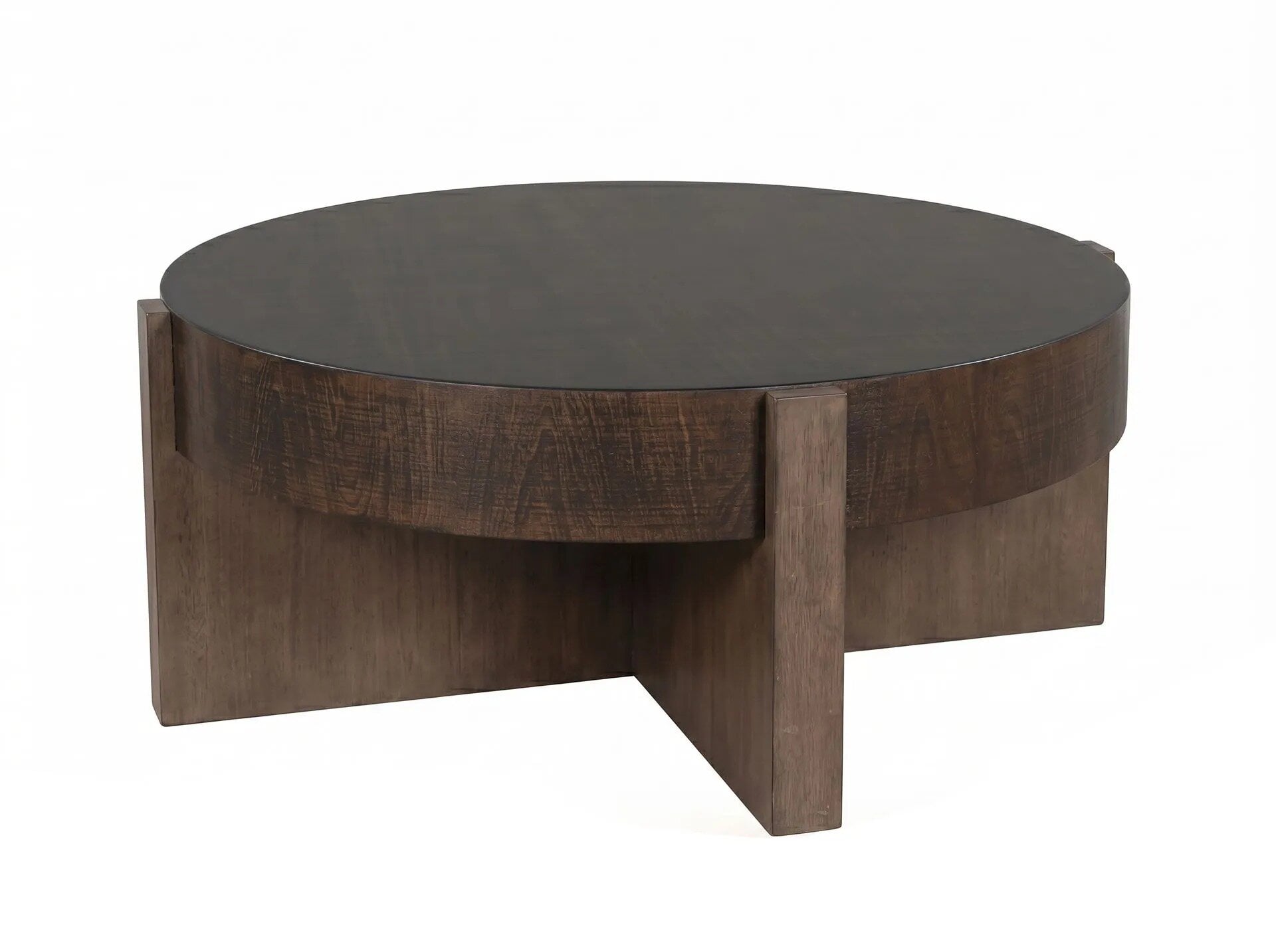 3204TB-C_Clipped Rustic-Modern Round Coffee Table - Image 1