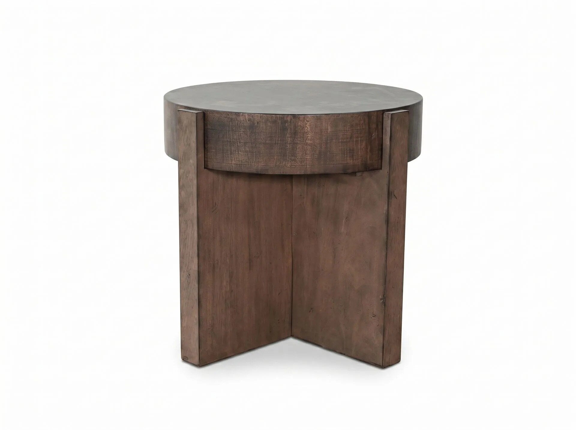 3204TB-E_Clipped Rustic-Modern Round End Table - Image 1