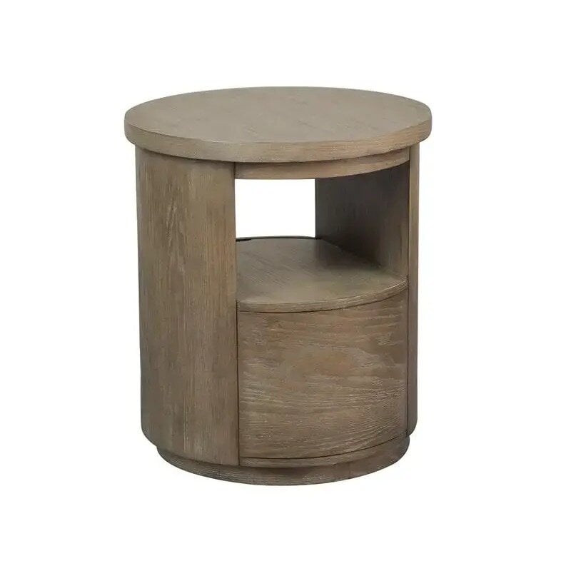 t5693-05-451- Wood Round End Table with Open Shelf - Image 1